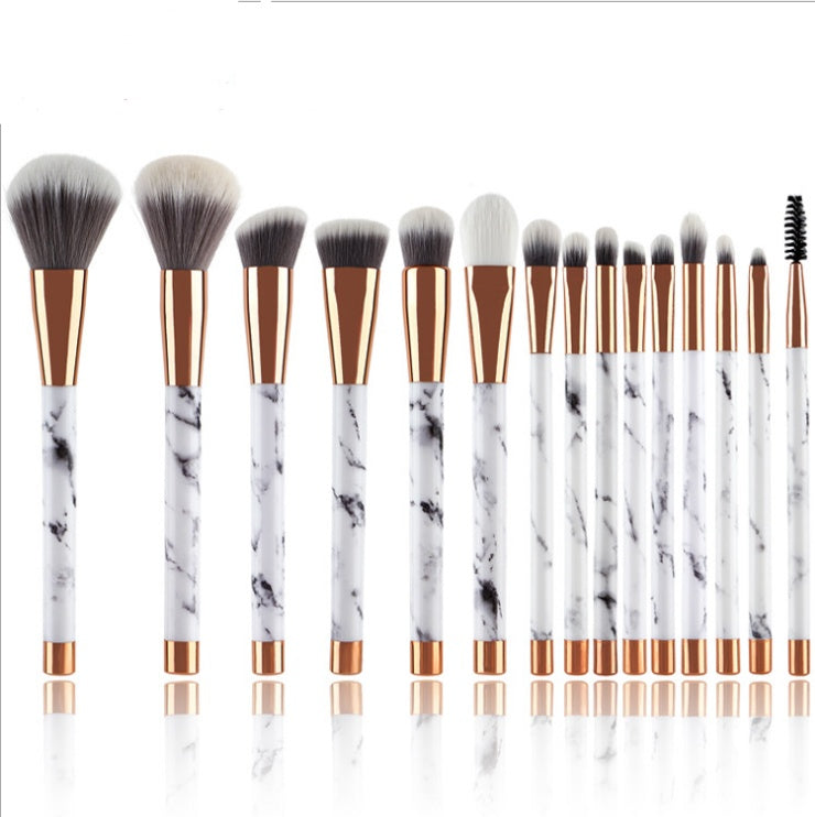 Premium 15-Piece Marble Makeup Brush Set